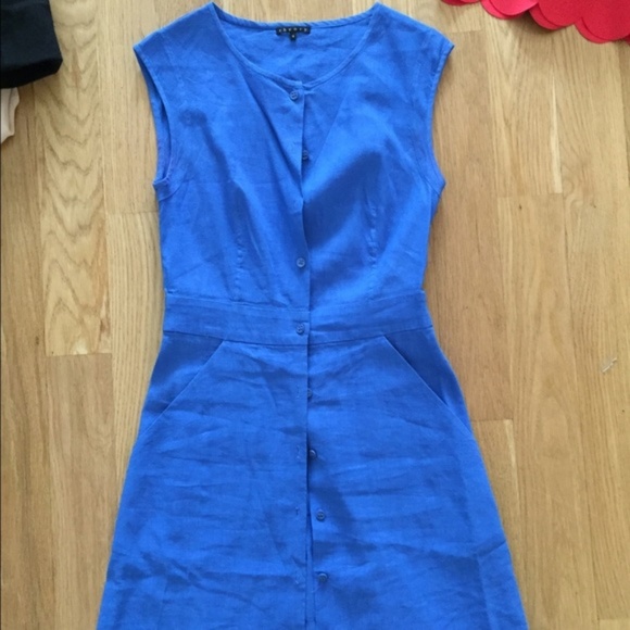 Theory linen and stretch dress with pockets blue - Picture 2 of 6